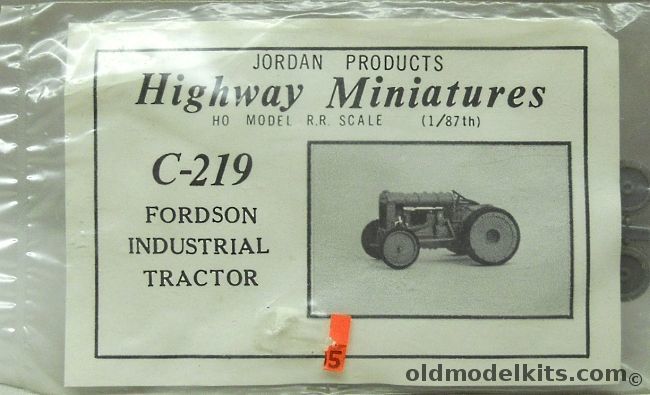 Jordan Products 1/87 Fordson Industrial Tractor - HO Scale - Bagged, C-219 plastic model kit